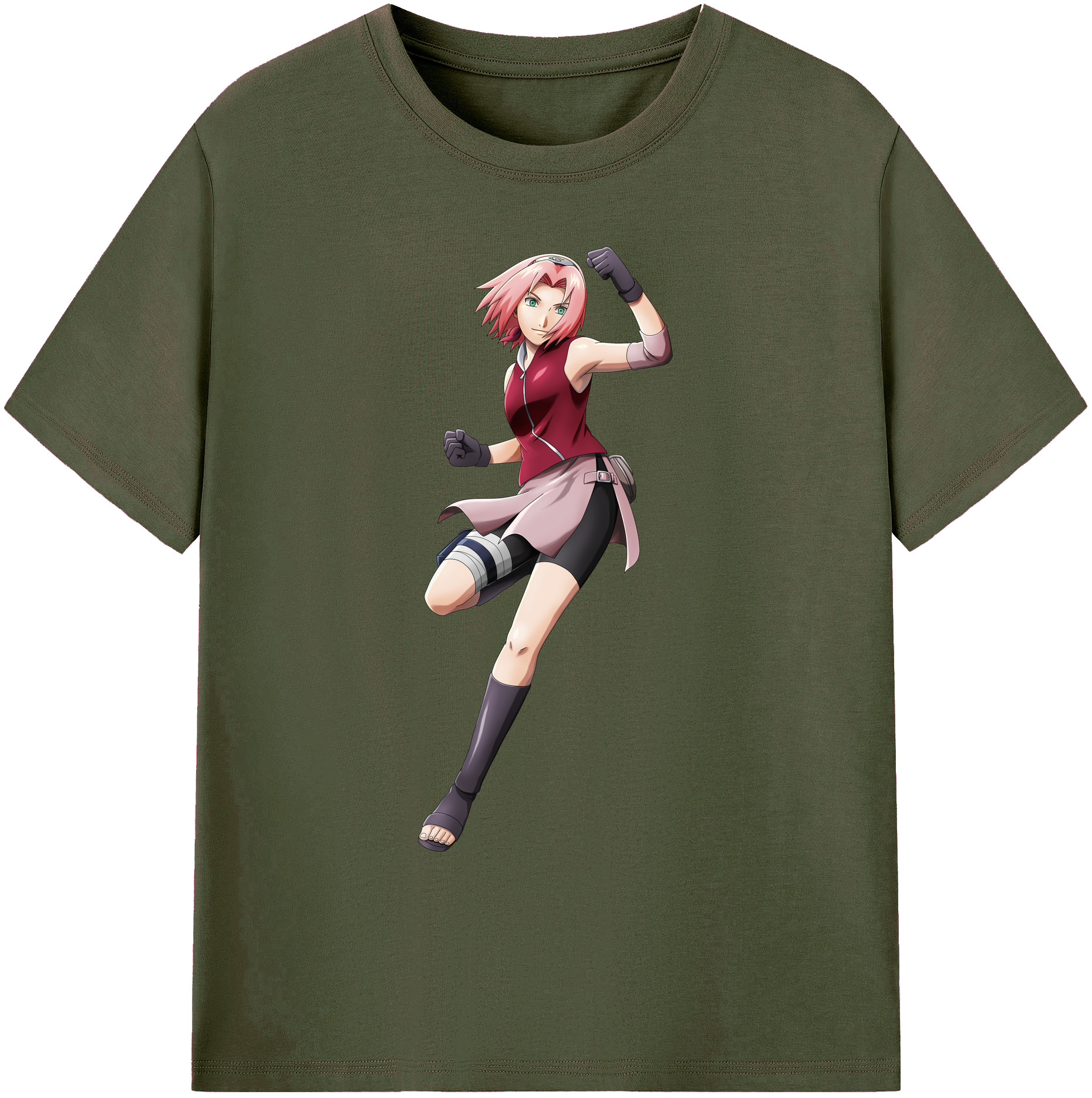 （画像用） NARUTO -ナルト- 春野サクラ Haruno Sakura 綿100％ メンズ半袖Tシャツ｜肌触りやわらか＆通気性